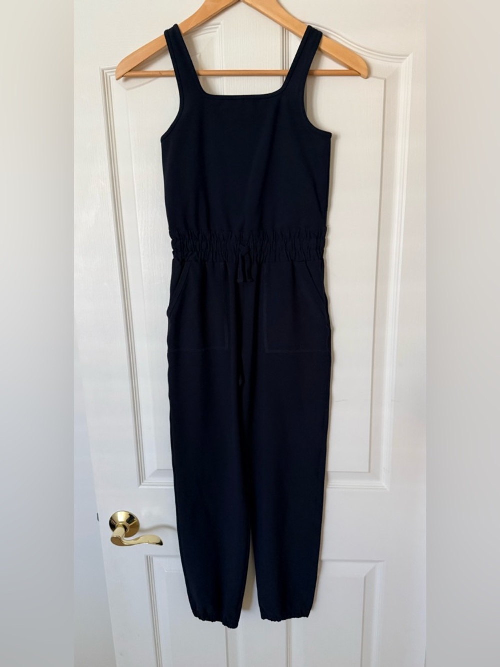 NWOT Abercrombie Kids Black Sleeveless Drawstring Jumpsuit with Pockets